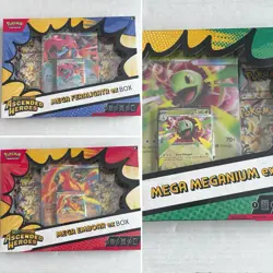 Pokemon Mega Evolution Ascended Heroes EX Box Bundle Meganium Emboar Feraligatr - Image 1
