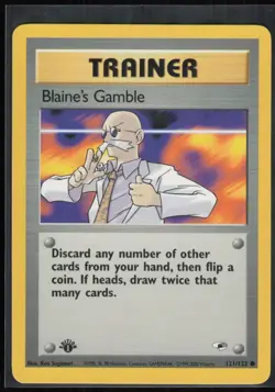 Blaine's Gamble 121/132 Common Gym Heroes Pokemon 1st Edition Lightly Played - Image 1