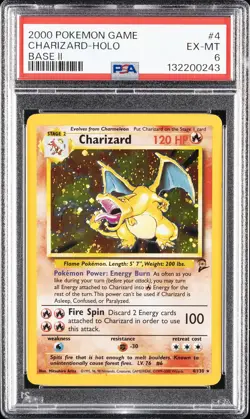 2000 POKEMON BASE SET 2 #4 CHARIZARD-HOLO PSA 6 - Image 1