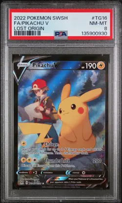 PSA 8 Pikachu V #TG16 2022 Pokemon Sword & Shield Lost Origin - Image 1