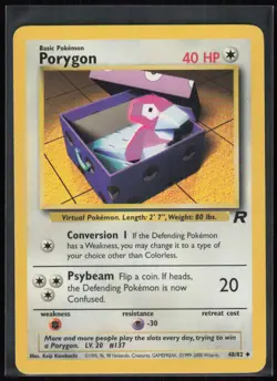 Porygon 48/82 Uncommon Team Rocket Pokemon Unlimited Lightly Played - Image 1
