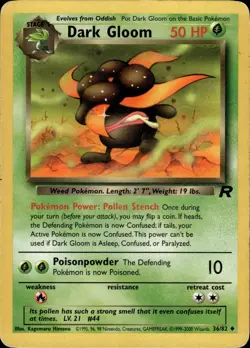Dark Gloom 36/82 Uncommon Team Rocket Pokemon Unlimited Moderately Played - Image 1