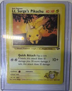 Nintendo Pokemon TCG 1st Edition Lot - 9 Cards: Lt. Surge's Pikachu + More - Image 1