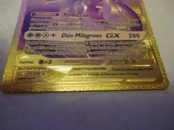 Carta Pokemon Mewtwo & Mew GX Gold Foil Fan Art Display Card 71/236 Espana - Image 5