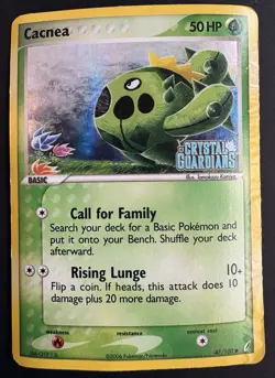 Cacnea 47/100 EX Crystal Guardians Pokemon Card Komiya Art Reverse Holo DMG - Image 1