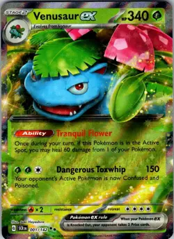 VENUSAUR EX 1/142 DOUBLE RARE STELLAR CROWN POKEMON NM/M - Image 1