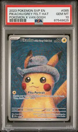 2023 POKEMON SVP EN-SV BLACK STAR PROMO VAN GOGH #085 PIKACHU FELT HAT - PSA 10 - Image 3