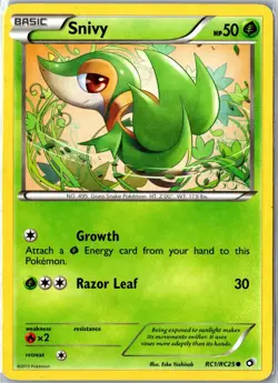 Pokemon Card - Snivy RC1/RC25 Legendary Treasures: Radiant Collection Holo HP - Image 1