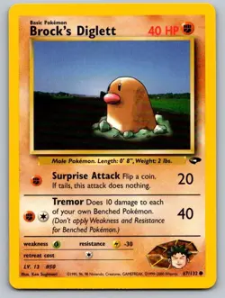 Brock's Diglett 67/132 Common Gym Challenge Pokemon Unlimited Lightly Played - Image 1
