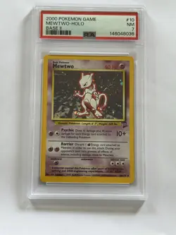 2000 Pokemon Game Mewtwo-Holo Base II 10/130 PSA 7 New Grade - Image 1