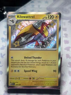 Kilowattrel Pokemon 146/091 Shiny Rare Paldean Fates NM - Image 1