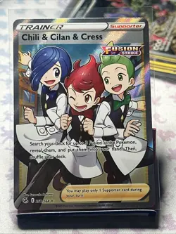 Chili & Cilan & Cress 258/264 Fusion Strike Ultra Rare Full Art 2021 Pokemon - Image 1