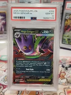 Mega Gengar ex PSA 10 English Pokemon Card 056/094 Phantasmal Flames 2025 UR - Image 2