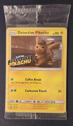 Detective Pikachu SM190 Promo Stamped Holo Pokemon TCG Card Basic 90 HP-Sealed - Image 1