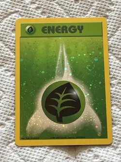 Pokemon Card Grass Energy (WotC 2002 Energize League Promo) Reverse Holo Swirl!! - Image 1