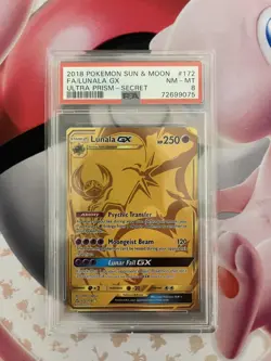 Lunala GX #172 Pokemon Ultra Prism PSA 8 - Image 1