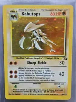 Pokemon TCG Kabutops Holo Rare Card 9/62 Fossil, Lightly Played. - Image 1
