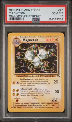 Pokemon Magneton 1999-2000 Copyright Fossil Unlimited Rare #22 PSA 10 Gem Mint - Image 3