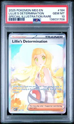 2025 Pokemon Mega Evolution Base #184 SIR Lillie's Determination PSA 10 Gem Mint - Image 1