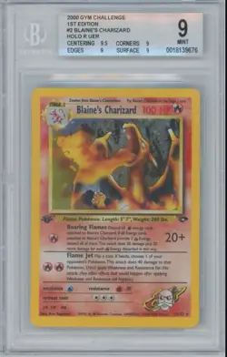 1st Edition Blaine’s Charizard Pokemon 2000 Gym Challenge #2 Holo BGS 9 Mint - Image 1