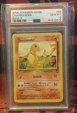 Pokemon Charmander 069/130 Base Set 2 Regular PSA 10 Gem Mint 2000 - Image 1