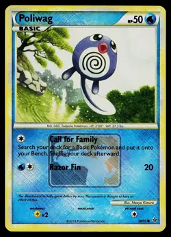 Pokemon Card - Poliwag Crosshatch Unleashed League Promo 58/95 Reverse Holo - Image 1
