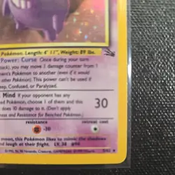 Pokemon Gengar TCG Fossil Holo Card 5/62 Unlimited Holo Rare (1999) LP- - Image 5