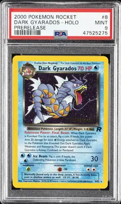 2000 POKEMON ROCKET PRERELEASE #8 DARK GYARADOS-HOLO PSA 9 - Image 1