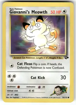 Giovanni's Meowth 74/132 Common Gym Challenge Pokemon NM/LP - Image 1