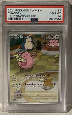 2024 POKEMON TWM EN #187 CHANSEY ILLUSTRATION RARE PSA GEM MINT 10 - Image 1