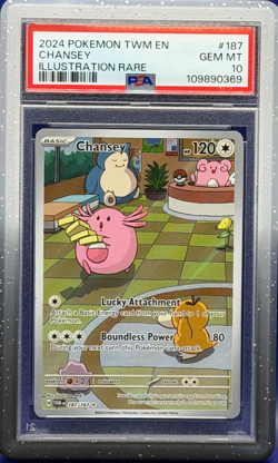 2024 POKEMON TWM EN-TWILIGHT MASQUERADE ILLUSTRATION RARE #187 CHANSEY PSA 10 - Image 1