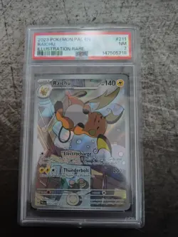 2023 Pokemon Paldea Evolved Raichu Illustration Rare #211/193 PSA 7 NM - Image 1