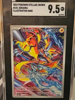 2024 Pokemon Zeraora Illustration Rare Holo SGC 9.5 Sv07: Stellar Crown #151/142 - Image 1