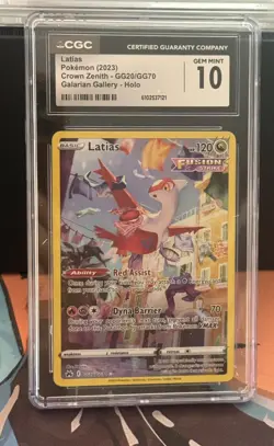 2023 POKEMON SWORD & SHIELD CROWN ZENITH #GG20 FULL ART/LATIAS CGC 10 GEM MINT - Image 1