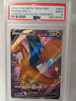 2020 Pokemon SWSH BSP Charizard V #050 Champions Path Elite Trainer Box PSA 9 - Image 1