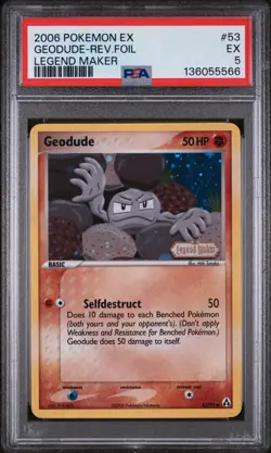 2006 POKEMON EX LEGEND MAKER #53 GEODUDE-REVERSE FOIL PSA 5 - Image 1