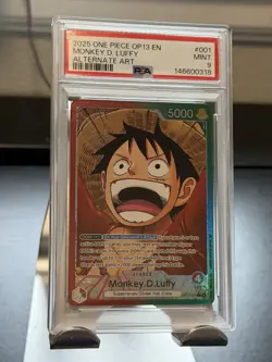 2025 One Piece Luffy OP13 EN #001 Alternate Art Leader Card PSA 9 Mint - Image 1