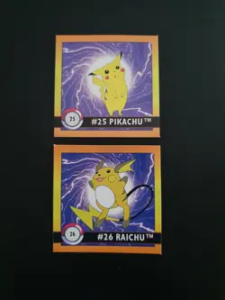 Artbox 1999 Pokemon Stickers Series 1 PIKACHU RAICHU Set - Image 1
