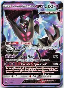 Dawn Wings Necrozma GX GX Rare Ultra Prism 63/156 LP Pokemon Holo - Image 1