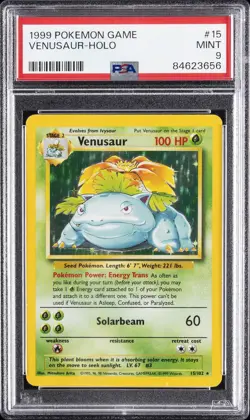 1999 POKEMON GAME #15 VENUSAUR-HOLO PSA 9 - Image 1