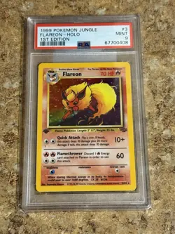 Pokemon Jungle Flareon 1st Edition Holo Rare Card PSA 9 - Image 1