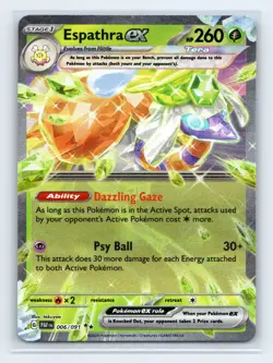 Espathra ex 006/091 SV: Paldean Fates Pokemon TCG NM - Image 1