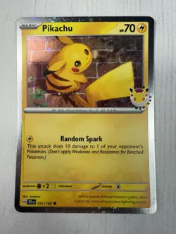 Pikachu 051/162 Cosmos Holo Rare Pokemon Day TCG Stamped Promo 2026 NM Swirl - Image 1