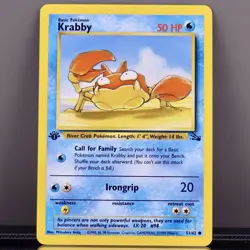 Pokemon Krabby 51/62 1st Edition Fossil WOTC Vintage NM 1999 - Image 1