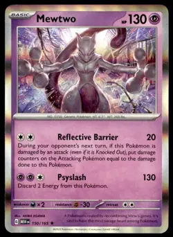 Mewtwo 150/165 Rare 151 Pokemon Holo Near Mint - Image 1