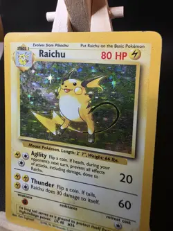 Pokemon TCG Raichu 14/102 - English Base Set Holo Rare Card MP - Image 3
