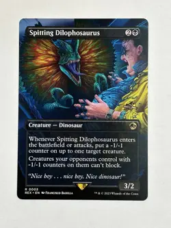 MTG Spitting Dilophosaurus Borderless REX 3 R Lightly Played - Image 1