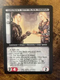 Battletech CCG TCG Card Rare Mercenaries Contract with Black Thorns - Image 1