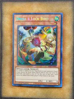 Yugioh Droll & Lock Bird RA02-EN006 Secret Rare Alt Art 1st Ed NM - Image 1