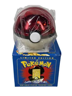 1999 Pokemon Burger King Charizard 23K Gold Plated Card & SEALED Pokeball BLUE - Image 2